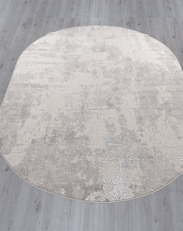 Ковер российский F169 Меринос LIMAN (Полиэстер, серый, кремовый) овальный
